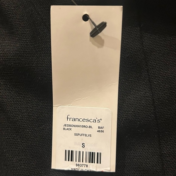 Francesca’s Collections Mi Ami Black Crop Balloon Sleeve Top Size Small NEW - Picture 5 of 14